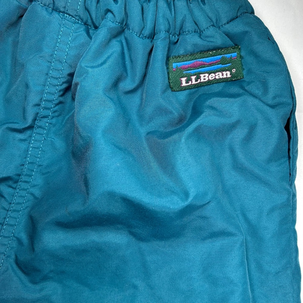 LL Bean Kids Teal Green Fleece Lined Snow Pants Vintage Made in USA XS U317 - Picture 8 of 9